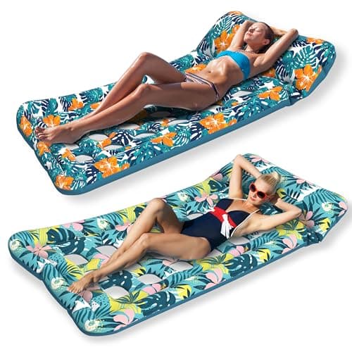 HomeKaren Oversized Pool Floats Lounge 2 Pack 73" X 33", Inflatable Tanning Pool Floaties for Adults, Cooling Pool Raft Lounger Pool Rafts & Inflatable Ride-Ons for Pool Party, Sea, Beach, Lake River - Image 1