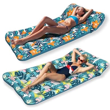 HomeKaren Oversized Pool Floats Lounge 2 Pack 73" X 33", Inflatable Tanning Pool Floaties for Adults, Cooling Pool Raft Lounger Pool Rafts & Inflatable Ride-Ons for Pool Party, Sea, Beach, Lake River - Image 1