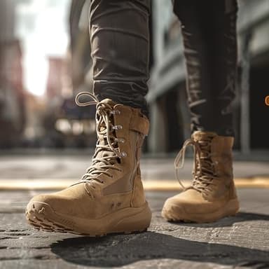NORTIV 8 Men's Breathable Tactical Military Work Boots Side Zipper Leather Lightweight Hiking Motorcycle Combat Boots 8 Inches Recon,Size 8.5,Coyote,SNMT242M - Image 7