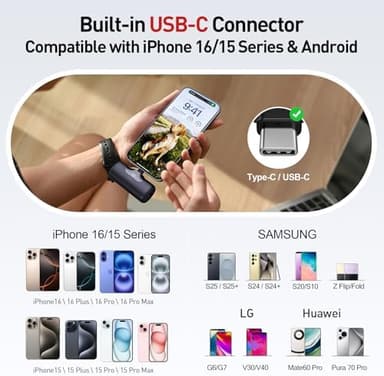 iWALK Portable Charger 5500mAh Next-Gen Small Power Bank 22.5W Fast Charging Battery USB-C Portable Phone Charger for iPhone 17/16/15 17 Plus 17 Pro Max iPad, Samsung Galaxy S25 S24 S23 Android, Black - Image 5