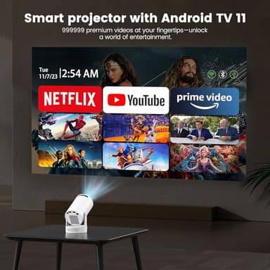 Mini Projector,Support 4K with Bluetooth 5.4 WIFI6, 5watt Sound Base Speaker,160 ANSI, Android 11,210° Rotation, Auto Keystone Correction Video Projector HY300 ULTRA - Image 2