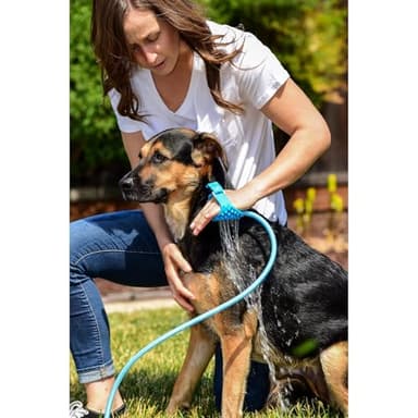 Aquapaw Dog Bath Brush & Sprayer - Original, Blue - Wearable Scrubber & Shampoo Brush for Pet Bath & Grooming - Compatible with Indoor Shower Hose & Garden Hose, Adapters Included - Image 7