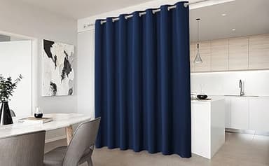 RYB HOME Room Partition Curtains Privacy Blackout Drapes Energy Efficient Odor Reducing Sounproof Screen for Backdrop Dorm Studio Office, Wide 150 inches x Long 96 inches, Navy Blue, 1 Panel - Image 4