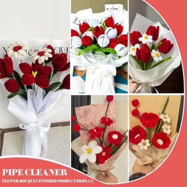 AHAMETON 300pcs Christmas Pipe Cleaners for Christmas DIY, Green/Red/White 3 Colors Chenille Stems, Bulk Pipe Cleaners Set for DIY Art Craft Supplies, Creative Xmas Home Decorations (7mm x12 inch) - Image 6