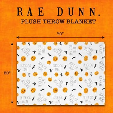 Rae Dunn Throw Blanket- Soft, Decorative Blankets for Bed or Couch, Cozy Throws for Sofa, Soft Plush Throw Embroidered Jacklatern Bat, 50 inches x 70 inches - Image 6