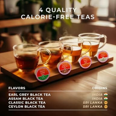 Gya Tea Co Black Tea (16 ct) - Assorted Tea Pod Variety Pack with Assam, Black, Ceylon & Earl Grey 4 Flavors for Refresh & Energy - Image 3