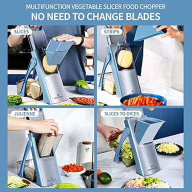 ONCE FOR ALL Upgrade Safe Mandoline Slicer Plus, Biger Size, Adjustable Vegetable Food Chopper Potato Fries Cutter, Detachable Blade, Kitchen Chopping Artifact, Gift (SkyBlue) - Image 7