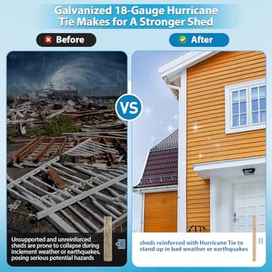 20 Pack Hurricane Tie,18-Gauge Hurricane Straps，Hot Dip Strong Galvanized Joist Hangers ,Rafter tie Brackets for Roofing Trusses Wood Timber,Seismic Bracket,Hurricane Clips - Image 3