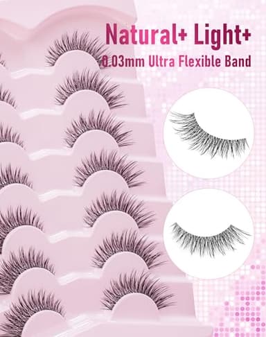 Frihappy Natural False Eyelashes Flared Wispy False Lashes Natural Look HA-17 - Image 5