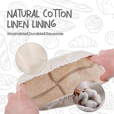 DOYOLLA Bread Proofing Baskets Set of 2 10 inch Oval Shaped Dough Proofing Bowls w/Liners Perfect for Professional & Home Sourdough Bread Baking - Image 5