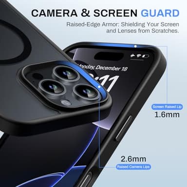 degeca Strong Magnetic for iPhone 16 Pro Max Case, Military Grade Drop Protection, Compatible with MagSafe, Shockproof Anti-Fingerprint Translucent Slim Phone Protective Cover (6.9"), Black - Image 5