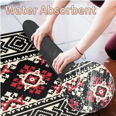 Front Door Mat Indoor Outdoor Rugs Washable Mat Heavy Duty Non Slip Rubber, Indian Geometry Soft Absorbs Water Dirt Trapping Mats for Home Garden Entryway Outside 24" x 16" - Image 3