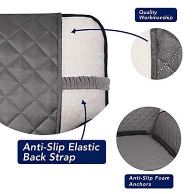 PureFit Reversible Quilted Sofa Cover, Water Resistant Slipcover Furniture Protector, Washable Couch Cover with Non Slip and Elastic Straps for Kids, Dogs, Pets (Sofa, Gray/Light Gray) - Image 3
