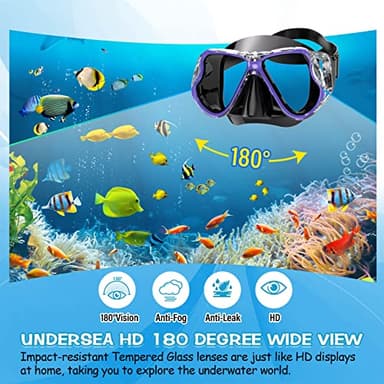 Greatever Dry Snorkel Set,Panoramic Wide View,Anti-Fog Scuba Diving Mask,Professional Snorkeling Gear for Adults - Image 2