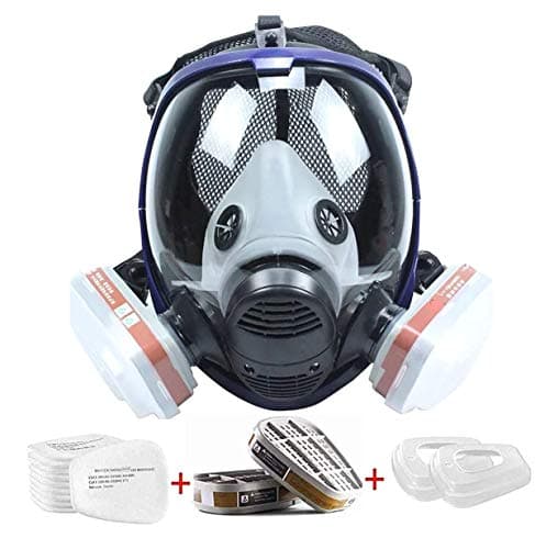 SupMusk Full Face Respirator Mask Reusable, Silicone Large View Work Respirator Mask with Filters, Reusable Anti-Fog Lens Face Shield Protection Dustproof Masks for Painting Processing - Image 1