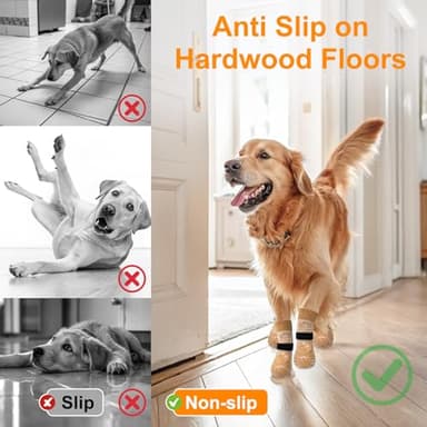BEAUTYZOO Dog Socks to Prevent Licking Paws, Dog Shoes for Hot Pavement Small Medium Large Senior Dog Booties, Non Slip Dog Boots & Paw Protectors for Hardwood Floors Traction Control Indoor - Image 3