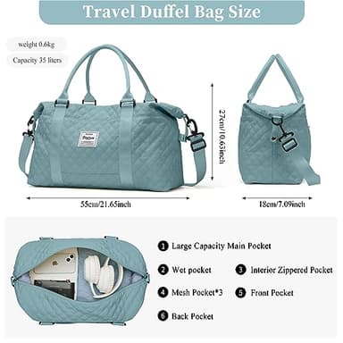SYCNB Travel Duffel Bag for Women, Gym/Weekender/Carry-On Bags with Toiletry Bag & Adjustable Strap,Personal Item Bags - Image 3