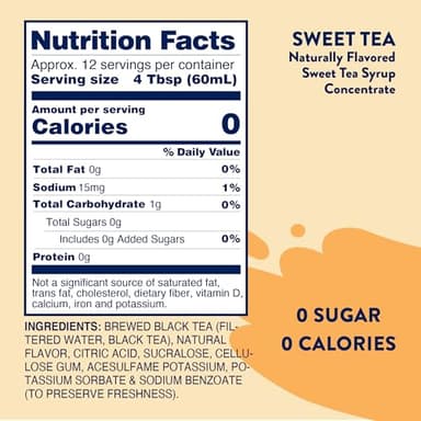 Jordan's Skinny Mixes Sugar Free Syrup, Sweet Tea Flavor, Flavored Water Enhancer, Drink Mix for Ice Tea, Lemonade & More, Zero Calorie Flavoring, Keto Friendly, 25.4 Fl Oz, 1 Pack - Image 2