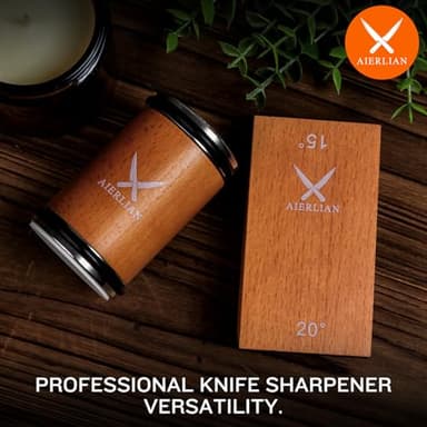AIERLIAN Knife Sharpener Tool, Rolling Knife Sharpener Kit, Knife Sharpening with Diamonds and Ceramic for Steel of Any Hardness, Kitchen knife Sharpener with 15 & 20 Degree Magnetic Angle(Brown) - Image 6
