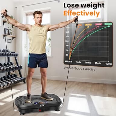 AXV Vibration Plate Fitness Platform Exercise Machine Vibrating Lymphatic Drainage Shaking Full Body Shaker Workout Vibrate Stand Shake Board Sport Gym for Weight Loss Fat Burner for Women Men - Image 4