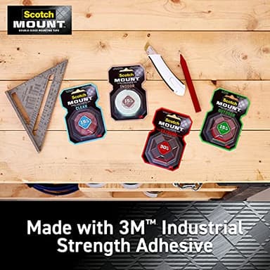 Scotch Outdoor Mounting Tape, 2 Rolls, 1 in x 60 in (5ft), Holds up to 15 lbs, Delivers Strong & Permanent Bond On Contact, Great On Glass, Tile, Acrylic & Metal, Easy-To-Apply (OT-411-2NA) - Image 8