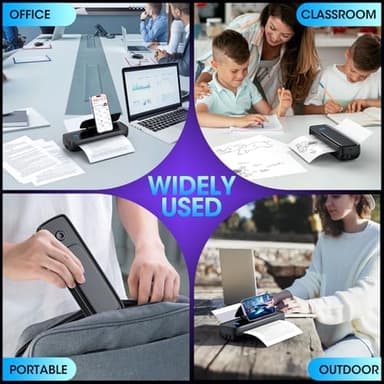 Inkless Portable Printer Wireless for Travel - 504DPI High Resolution, Thermal Mini for A4/A5/US Letter, Bluetooth & USB, Sex Toys Dildo,Lightweight Wireless Printer for Home/Office, Black - Image 6