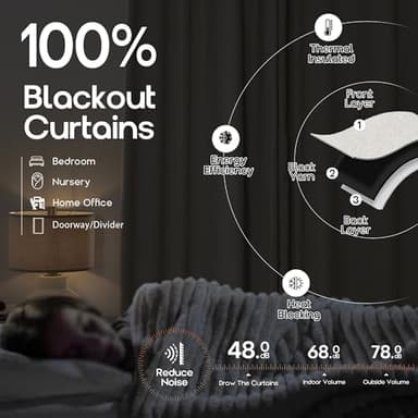PANELSBURG 102 Inch Long Curtains,Modern Farmhouse Curtains 102 Inch Length for Living Room,Linen Textured Blackout Thermal Window Curtain Drapes 2 Panels Set,Oatmeal Beige - Image 7