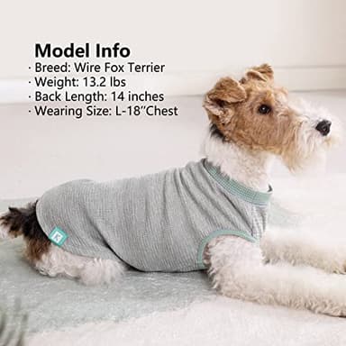 KYEESE 2Pack Dog Shirts Waffle for Small Dogs Stretchy Pet T-Shirts Lightweight Dog Tank Top Sleeveless Dogs Vest Breathable, X-Large, Green+Grey - Image 9