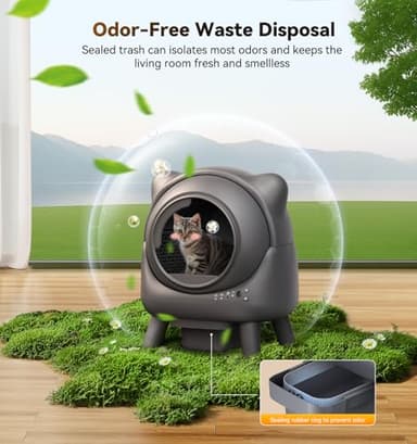 Self Cleaning Litter Box, Automatic Litter Box, FEELNEEDY Odor Control Robot, Cat Ears Design, 65L APP Real-Time Monitor, Cat Litter-Boxs for Multiple Cats, Safety Sensors, with 1 Trash Bag - Image 3