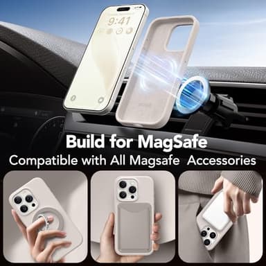 GONEZ Magnetic for iPhone 16 Pro Case, Compatible with MagSafe, [Screen Protector + Camera Lens Protector], Silicone Shockproof Anti-Scratch Protective Phone Case 6.3 inch, Stone - Image 4