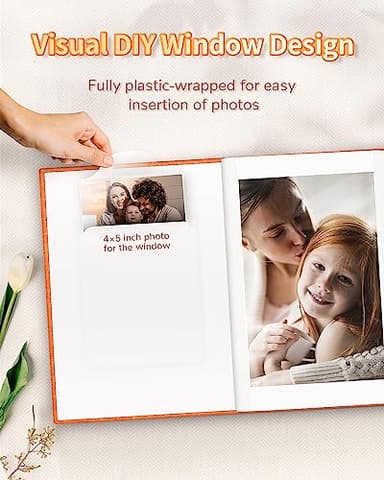Artfeel Photo Album 4x6 with 100 Pockets,Slip-in Picture Albums,Linen Cover Memory Book with Front Window,White Page Vertical Photo Book for Wedding,Family,Anniversare,Baby,Vacation - Image 2