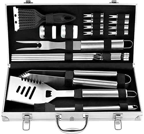 ROMANTICIST 20pcs Heavy Duty BBQ Grill Tool Set in Case - The Very Best Grill Gift for Father's Day and Christmas - Professional BBQ Accessories Set for Outdoor Cooking Camping Grilling Smoking - Image 1