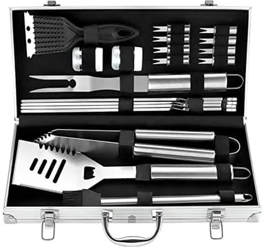 ROMANTICIST 20pcs Heavy Duty BBQ Grill Tool Set in Case - The Very Best Grill Gift for Father's Day and Christmas - Professional BBQ Accessories Set for Outdoor Cooking Camping Grilling Smoking - Image 1