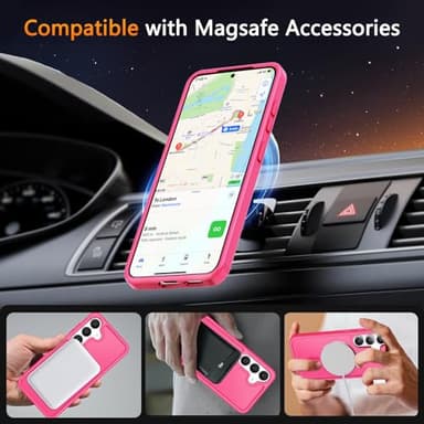 LATVIN Phone Cover for Samsung Galaxy S25 Case | with 1 Screen Protector, Compatible with MagSafe, Magnetic, Military Grade Protection, Translucent Matte Frosted Back, Hot Pink - Image 5