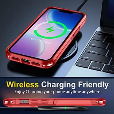 SPIDERCASE for iPhone 14 Case/iPhone 15 Case, [15 FT Military Grade Drop Protection][Non-Slip] 2 Pack [Tempered Glass Screen Protectors+Camera Lens Protectors] Heavy Duty Shockproof Case, Red - Image 7