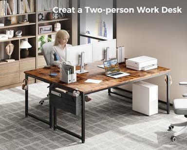 ODK Computer Desk Large Office Desk, 63 Inch Gaming Desk with Storage, Modern PC Work Table with Headphone Hook for Home Office, Splice Board, Rustic Brown - Image 4