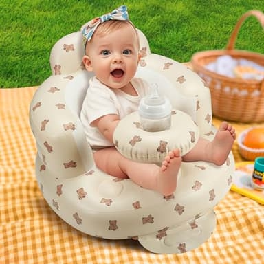 Inflatable Baby Seat for 3-36 Months, Back Support, Built-in Air Pump, Learning to Sit, Blow Up Floor Seat with Tray - Image 4
