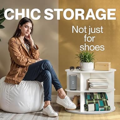 LOFT + IVY 7 Tier Rotating Shoe Rack Tower – 360° Spinning Storage Organizer, Modern Round Shoe Carousel for Closet, Entryway, Bedroom – Space Saving Rotating Lazy Susan Storage Tower - Image 8