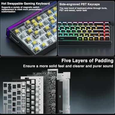 AULA Hero 68 HE 60% Gaming Keyboard Wired, Hall Effect Magnetic Switch Keyboard with 8K Hz Polling Rate, Side Printed PBT Keycaps, RGB Backlit Light Box, Customizable Web Software for PC/Mac Gamers - Image 8