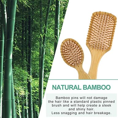 100% Bamboo Hair Brushes and Comb Set by Combetter, Comb for Women and Detangling, Great on All Hair, Eco-Friendly and Handmade for Women Men and Kids - Image 3