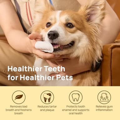 HICC PET Teeth Cleaning Wipes for Dogs & Cats, Vet-Recommended Remove Bad Breath & Plaque & Tartar Buildup Dog Finger Toothbrush Wipes, Dog Tooth Brushing Kit Remove Stain & Gum Care for Small Animal - Image 2