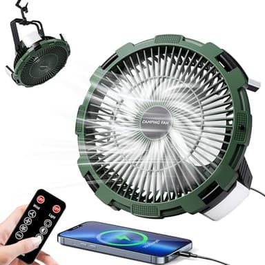 Camping Fan with LED Lantern, 8000mAh Rechargeable Battery Powered Tent Fan for Camping Hanging, Camping Outdoor Fan with Remote, 4 Speed Camping Fan for Tents,Travel,Home,Fishing,Sleep,Emergency - Image 1