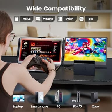 domyfan 14" Laptop Monitor Extender, FHD 1080P IPS Dual Laptop Screen Extender, HDMI/USB-A/Type-C Plug and Play for Windows, Mac, Chrome, Android, Xbox, Switch, PS5, Work with 13.3”-17” Laptops - Image 5
