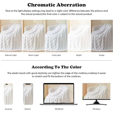 NEWCOSPLAY Super Soft King Blanket White Premium Silky Flannel Fleece 3D Checkered Lightweight Bed Blanket All Season Use (White Checkered, King(90"x110")) - Image 6
