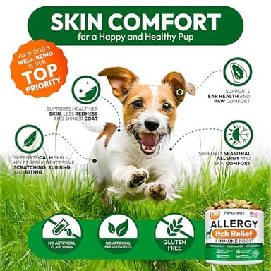 Dog Allergy Relief Chews - 170 Dog Allergy Chews - Itch Relief for Dogs - Omega 3 Fish Oil, Probiotics for Itchy Skin & Hot Spots Allergies, Paw Licking - Dry Skin & Coat Supplement - Immune Health - Image 4