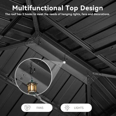 Aoxun 10'x14' Hardtop Gazebo, Aluminum Frame Canopy with Double Galvanized Steel Roof, Outdoor Metal Pavilion with Netting, Curtains for Backyard, Patio and Deck - Image 9