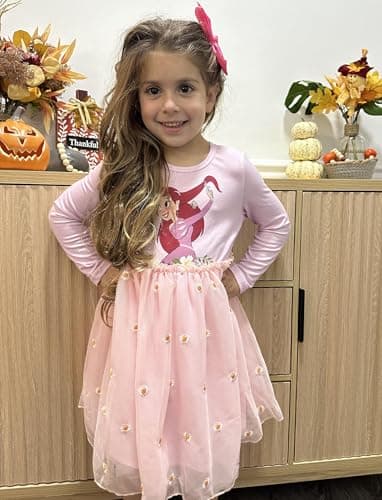 Disney Princess Ariel Dress Toddler Girls A-Line Long Sleeve Sparkle Double-Layered Tulle Winter Fall Clothes Birthday Party Outfit 4-5T - Image 5