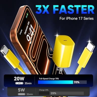 Phone 17 16 15 Pro Charger Fast Charging, 20W USB C Fast Charger Block with 10FT Long Type C Chargers Fast Charging Cable Cord for Phone 17/17 Pro/17 Pro Max/Air/16 Pro Max/16 Pro/15Pro Max/Pro, S24 - Image 4