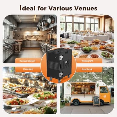 127QT Catering Food Warmers with Swivel Casters, 304 Stainless Steel Latch and Door Shaft, Insulated Food Carrier for 8 Full-Size Pans (NOT Included), Hot Boxes for Catering Gathering Restaurant Event - Image 8