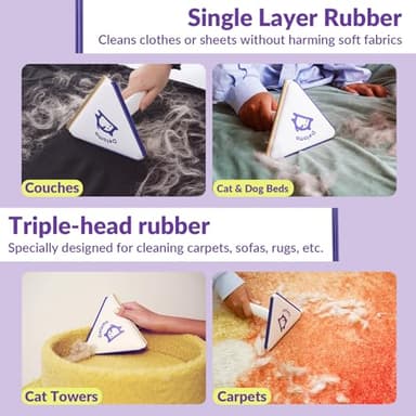 DELOMO Pet Hair Removal Tool：3 in 1 Cat and Dog Hair Remover - Carpet Rake for Multi-Surface - Reusable Pet Hair Remover for Couch, Furniture,Clothes,Car Mats,Pet Bed - Image 4